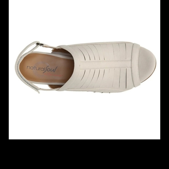 NATURAL SOUL Dayna Shell mooth Cream Slingback Stacked BlockHeel Sandals.6.5 NWT - Picture 2 of 15
